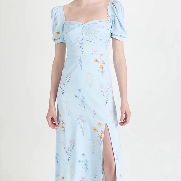 Self Portrait Crepe Midi Dress - LIGHT BLUE 10